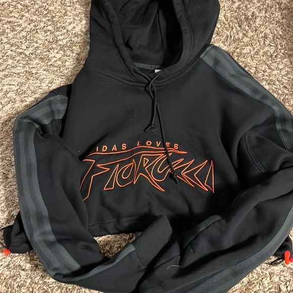 adidas Tops Black Cropped Adidas Hoodie With Adjustable Bottom